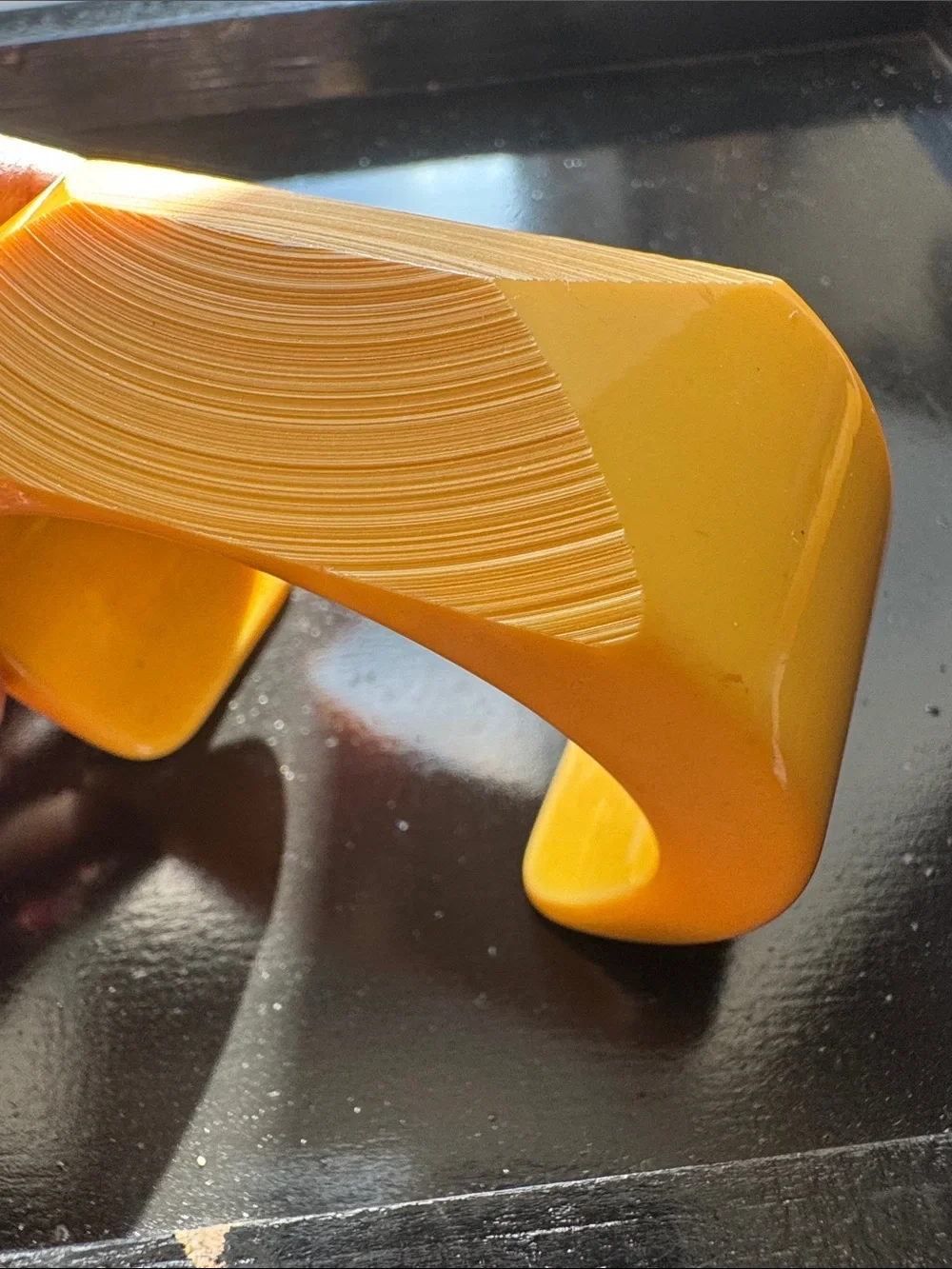 Yellow Carved Bakelite Cuff Bracelet Rare